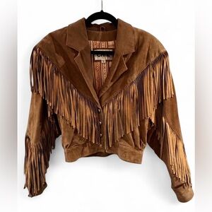 Chia Brown Fringe Suede Jacket size medium